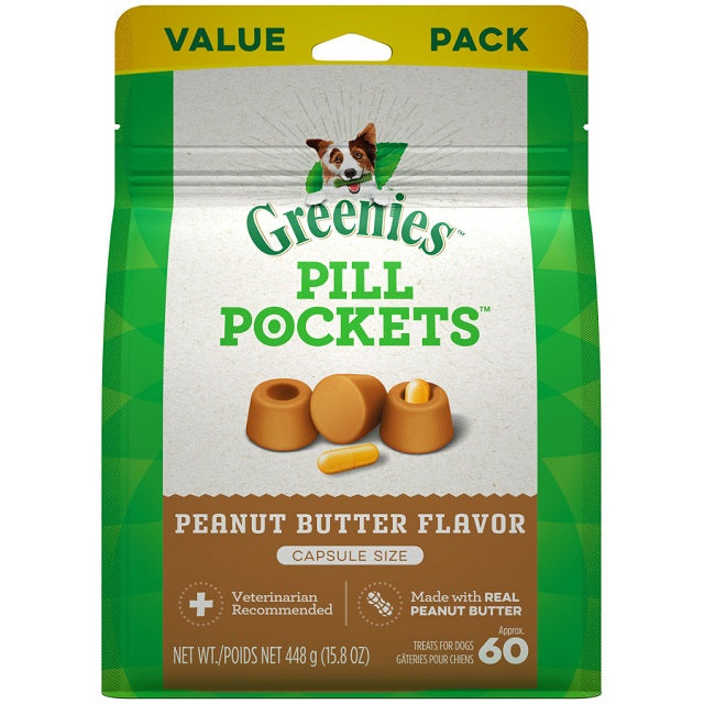 Greenies Pill Pockets Canine Peanut Butter Dog Treats, Capsule Size