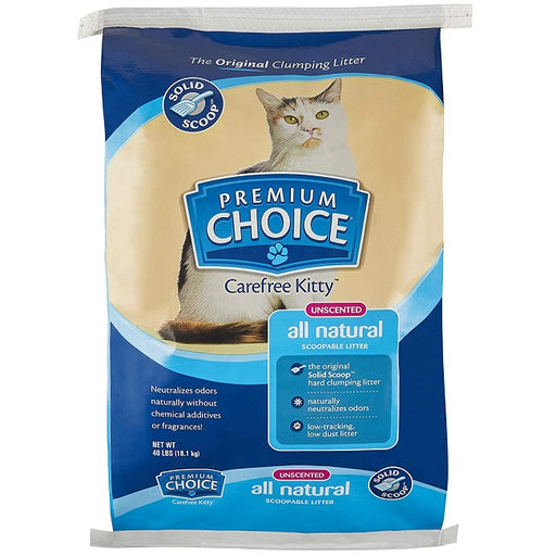 Premium Choice Carefree Kitty Unscented All-Natural Scoopable Cat Litter