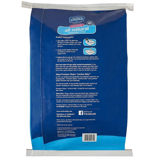 Premium Choice Carefree Kitty Unscented All-Natural Scoopable Cat Litter