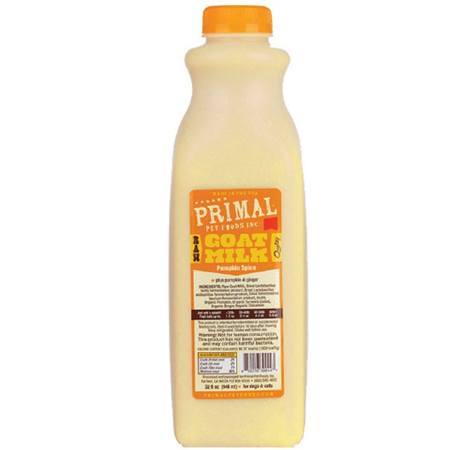 Primal Raw Goat Milk+ Pumpkin Spice for Dogs and Cats 32-Oz.