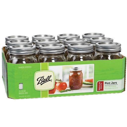 Ball Canning Jars, Regular Mouth Pint - Case of 12