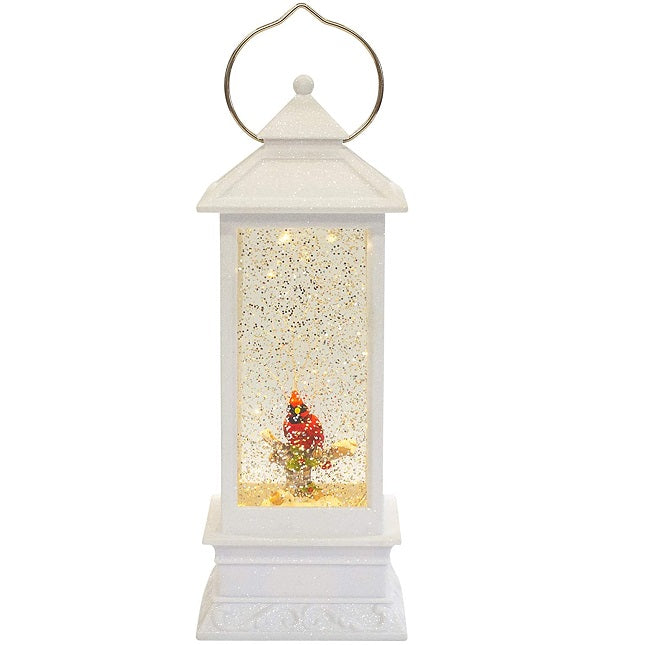 Confetti Lites Cardinal Lantern 11-Inch Light-Up Tabletop Snow Globe 130357