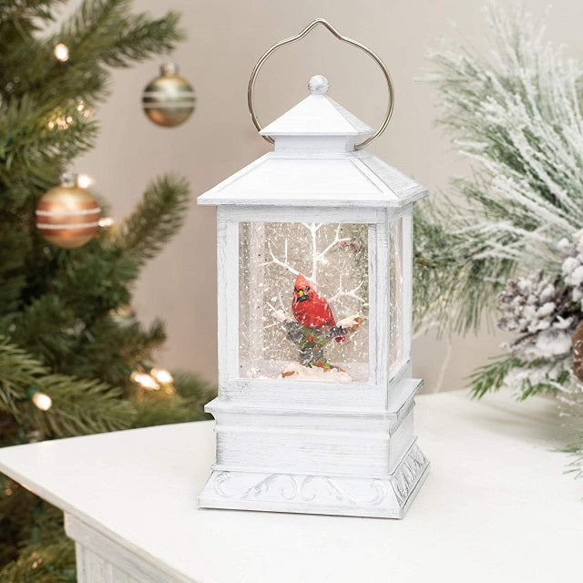 Confetti Lites Cardinal Lantern 8.5-Inch Light-Up Tabletop Snow Globe 133510