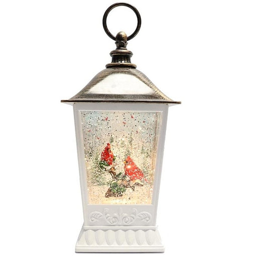 Confetti Lites 2-Tone Cardinal Lantern 9.5-Inch Light-Up Tabletop Snow Globe 134996