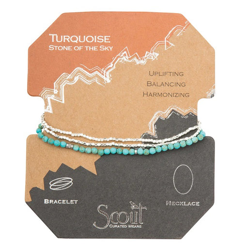 Delicate Stone Wrap Bracelet/Necklace - Turquoise/Silver