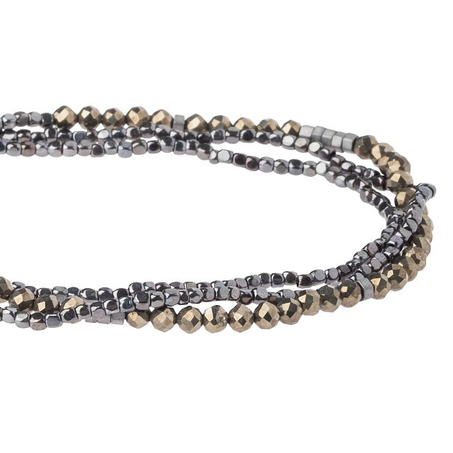 Delicate Stone Wrap Bracelet/Necklace - Pyrite