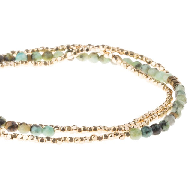 Delicate Stone Wrap Bracelet/Necklace - African Turquoise