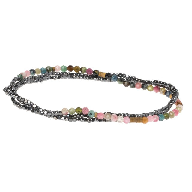 Delicate Stone Wrap Bracelet/Necklace - Tourmaline
