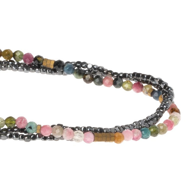 Delicate Stone Wrap Bracelet/Necklace - Tourmaline