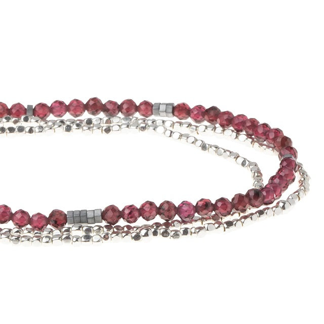 Delicate Stone Wrap Bracelet/Necklace - Garnet