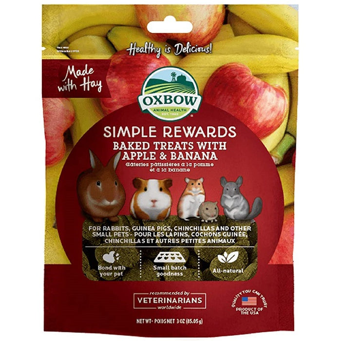 Oxbow Simple Rewards Baked Treats with Apple & Banana, 3 oz.