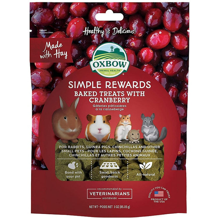 Oxbow Simple Rewards Baked Treats with Cranberry, 3 oz.