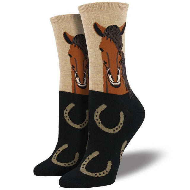 Women's Horse Portrait Socks, Hemp