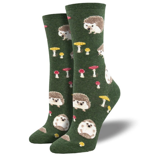 Women's Slow Poke Hedgehog Socks, Hunter Green