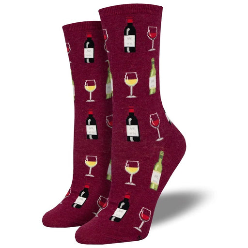 Women's Fine Wine Socks, Red Heather