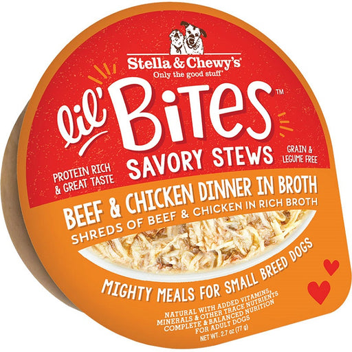 Lil' Bites Savory Stews Beef & Chicken Dinner In Broth, Case of 12 - 2.7 oz cup