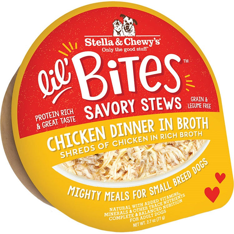 Lil' Bites Savory Stews Chicken Dinner In Broth, Case of 12 - 2.7 oz cup