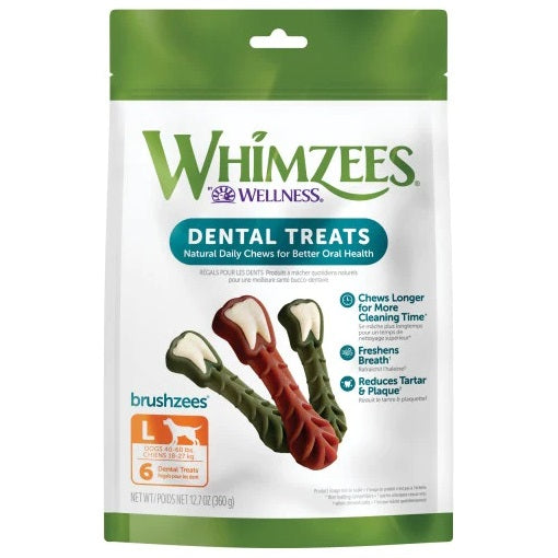 Whim Dogs 6 Count WHIMZEES® Brusheez Large Daily Dental Treat for Dogs- 12.7 oz ...