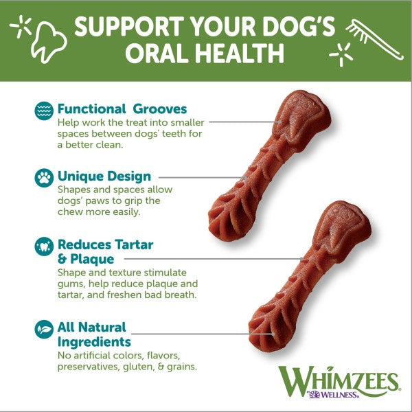 Whim Dogs 12 Count WHIMZEES® Brusheez Medium Daily Dental Treat for Dogs- 12.7 o ...