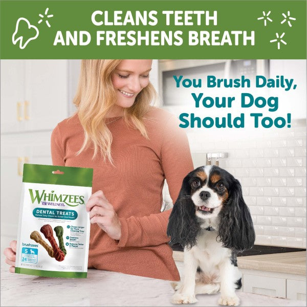 Whim Dogs 12 Count WHIMZEES® Brusheez Medium Daily Dental Treat for Dogs- 12.7 o ...