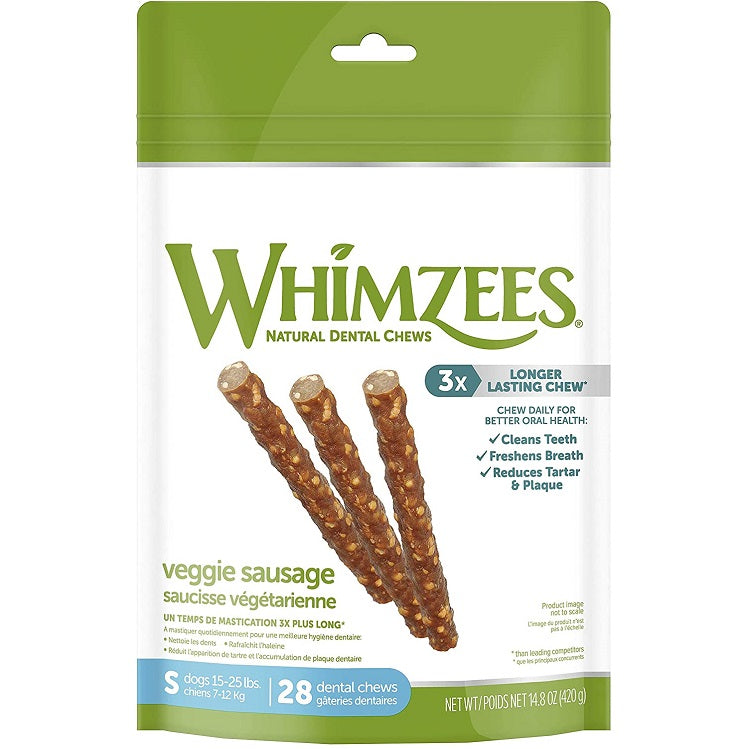 28 Count WHIMZEES® Veggie Sausage Daily Dental Treat for Dogs- Size Small