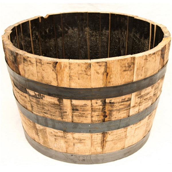 indoor whiskey barrel planter Half Whiskey Barrel Planter — Ellington Agway