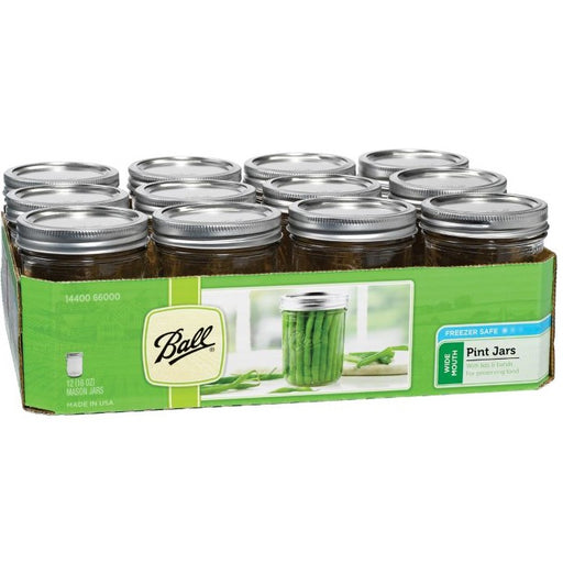 Ball Canning Jars, Wide Mouth Pint - Case of 12
