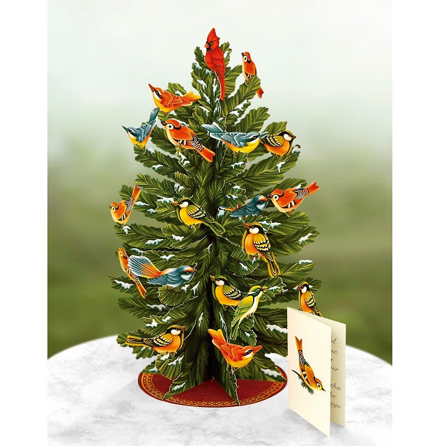FreshCut Paper Pop Up Winter Tree with Birds 3D Greeting Card