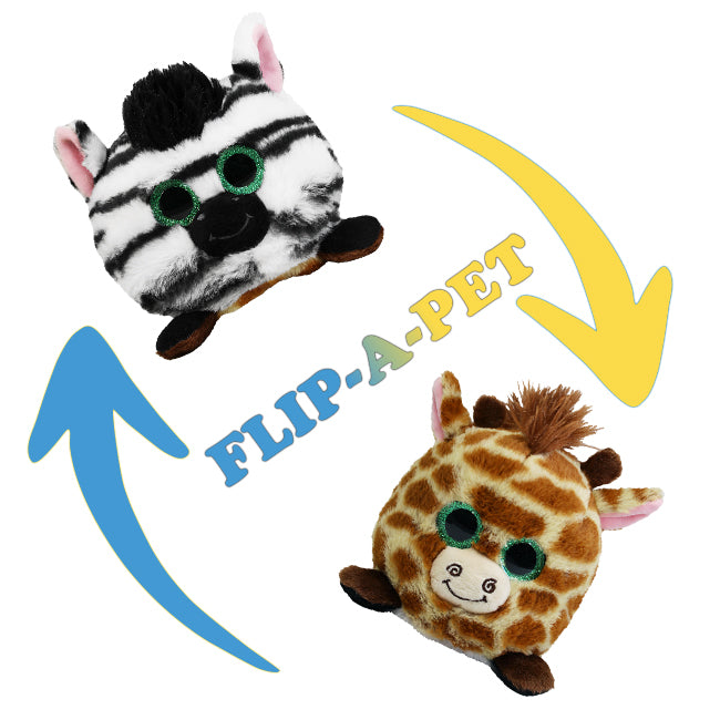 Wishpets Flip-A-Pet 4.5" Giraffe & Zebra