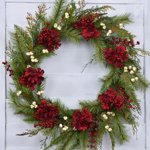 Holiday Hydrangea 28-Inch Artificial Wreath
