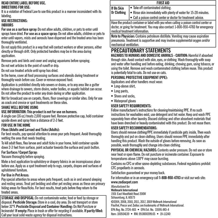 zodiac yard and garden spray ZODIAC Carpet & Upholstery Aerosol Flea/Tick Spray, 16 oz. — Ellington Agway